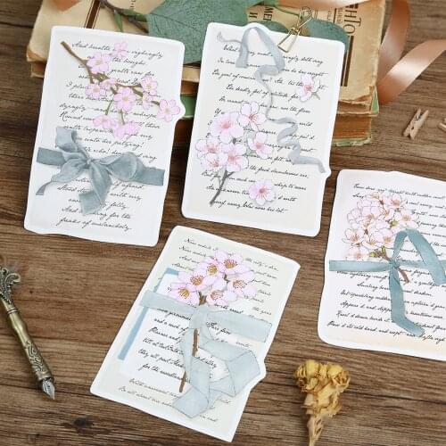 30pcs Cherry Blossom letter design card as Scrapbooking party invitation DIY gift card message card postcard greeting card