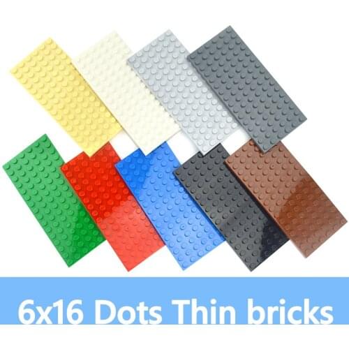 6pcs DIY 6x16 Dots Building Blocks Thin Figures Bricks Educational Creative Assembles Particles Size Compatible With 3027 Toys