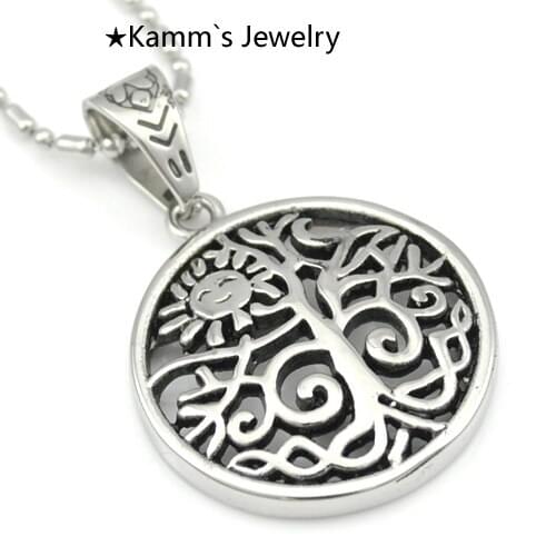 AMUMIU Sunflower Stainless Steel Mens Womens Pendant Necklace Halloween Charms Jewellery Punk KP032