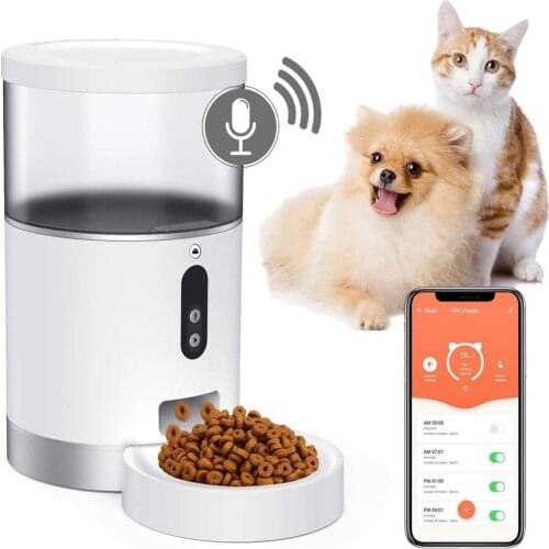 4L food capacity pet feeder machine with camera voice smart dog cat food feeder with smartphone App controlled