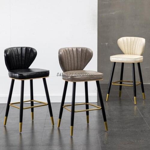 Bar Chair Modern Simple Light Luxury Island Platform Solid Wood Bar Chair Shop Front Desk Booth High Chair High Stool