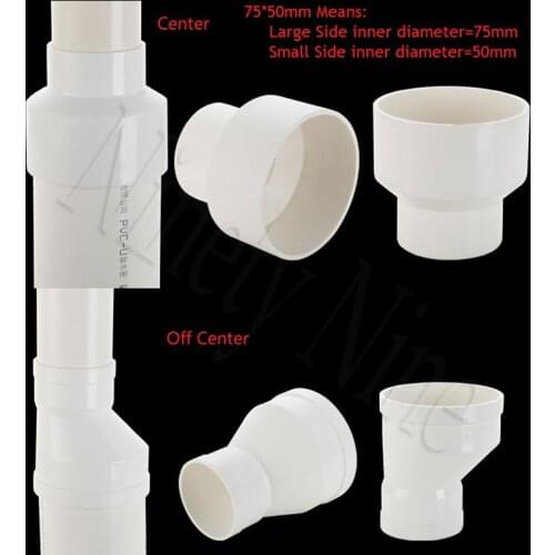 White DWV Reducing PVC Tube Pipe Fitting Eccentric Off Center Coupling Reducer