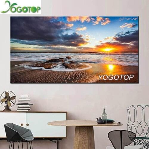 Large 5D diy diamond painting sunrise beach seaside painting embroidery Landscape Full rhinestones mosaic diamonds art YY1886