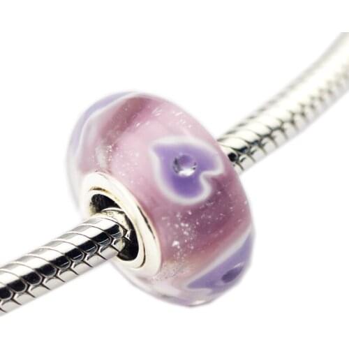 Beads FOR Jewelry Making DIY Sterling-Silver-Jewelry Plentiful Hearts Murano Glass Bead Charms Silver 925 Berloque Perles Charm