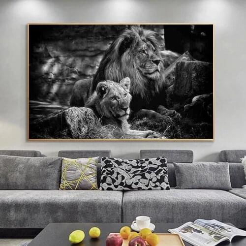 Black and White Lion Canvas Painting Print Painting Abstract Animal Wall Art Posters and Prints Cuadros Home Design Decoration