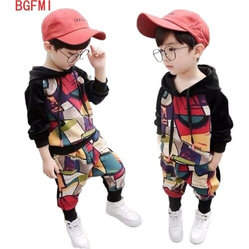 Kid Boy Girl Casual Hooded Clothes Boy Girl Clothing Set Fashion Cool Baby Boys Set Spring Autumn Kid Clothes Irregular splicing