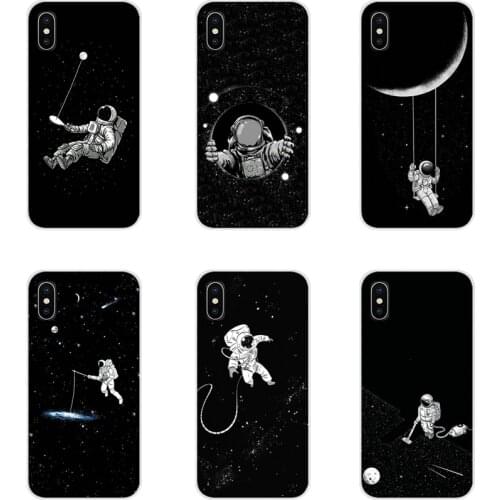 For Xiaomi Mi4 Mi5 Mi5S Mi6 Mi A1 A2 A3 5X 6X 8 CC 9 T Lite SE Pro Space Moon Astronaut Black White Transparent Soft Shell Cover
