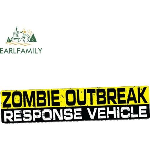EARLFAMILY 15cm x 3cm ZOMBIE OUTBREAK RESPONSE Decal Vinyl Funny Bumper Car JDM 4x4 Truck Waterproof Car Sticker Graphics