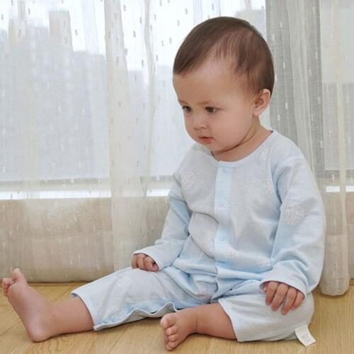 Newborn Infant Toddler Baby Boys Girls Cotton Pajama Sleep and Play Suits Footless Long Sleeve Jumpsuit One-piece Romper