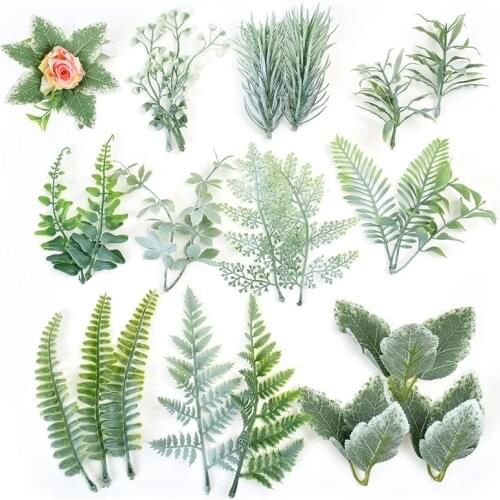 10pcs Artificial Flower Leaves Plant For Diy Wedding Home Christmas Decoration Wreath Scrapbooking Accessories Fake Floral