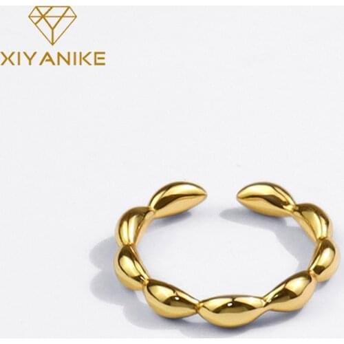 XIYANIKE 925 Sterling Silver Korean Drop-like Connect Ring Simple Unique Geometric Open Fashion Retro Jewelry Wholesale Couple