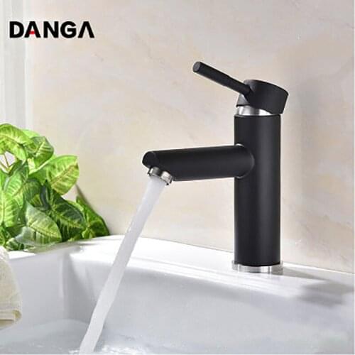 Basin Faucets Bathroom Sink Tap Black/White Vanity Faucet Hot and Cold Mixer Single Hole Single Handle Stainless Steel Water Tap