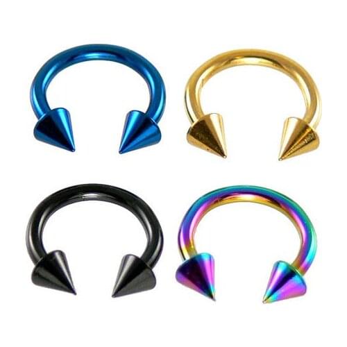 50pcs Wholesale free shipping stainless steel 16G circular barbell with spike cone body piercing jewelry 100pcs/lot