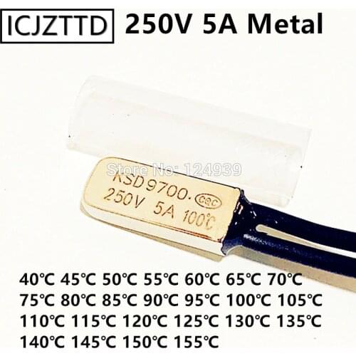 1pcs KSD9700 250V 5A 40℃ ℃ 40-150 Degree Bimetal Disc Temperature Switch Normal Close Closed /open Thermostat Thermal Protector