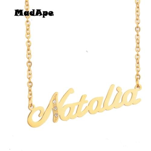 MadApe Hot Sale Custom Name Necklace, "Natalia" Letter Pendant Necklace Customized Handmade Any Personalized Name Necklace Women