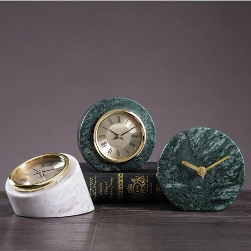 Marble creative desktop decoration clock Nordic high-end light luxury study desk clock
