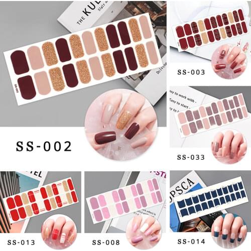 22Tips Nail Stickers Fashion Nail Polish Self Adhesive Manicure Decoration Nail Strips Nail Accessories Stickers for Nails Girls