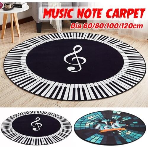 New Carpet Music Symbol Piano Keys Black White Round Carpet Anti Slip Rugs Home Bedroom Foot Pads Floor Decoration 4 sizes