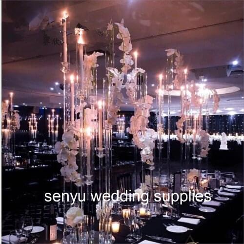 New style Gorgeous wedding centerpieces 9 arm/10 arms/8 arms/12 arms crystal acrylic candelabra for wedding senyu0201