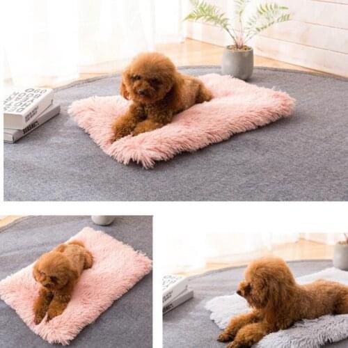 Pet Long Plush Bed Dog Cat Blankets Fluffy Mats Soft Thin Covers for Large Dogs Solid Cats Mattress Blanket