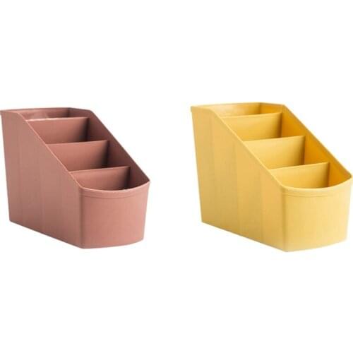 Plastic Desktop Storage Box Remote Control Holder 4 Grid Stationery Cosmetic Jewelry Organizer Container Case