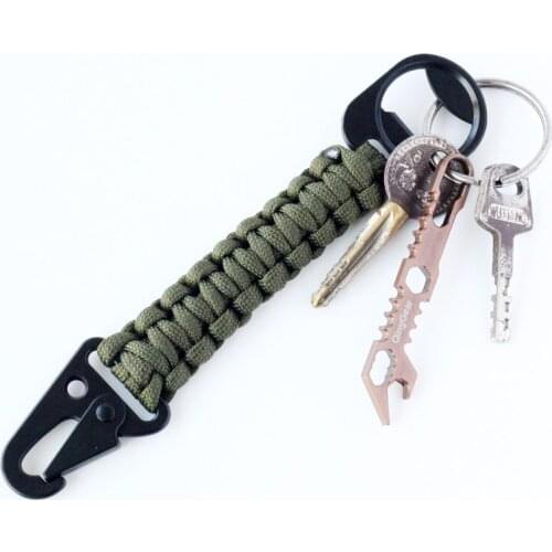 Outdoor Paracord with Corkscrew Car Keychain Climb Keychain EDC Tactical Survival Tool Carabiner Hook Cord Backpack Buckle
