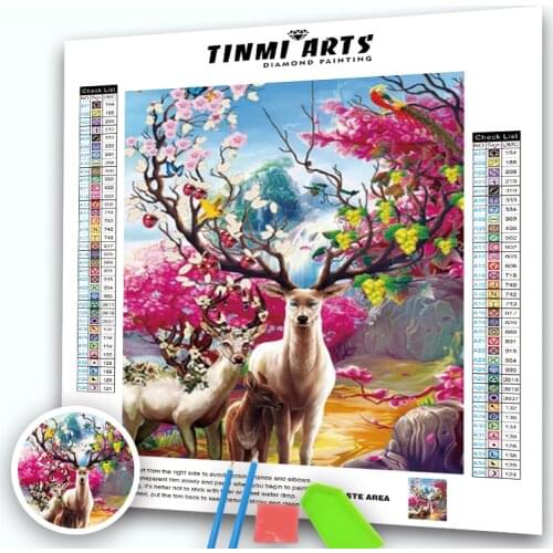 Full Round Diamond Painting Deer & Flower 5D DIY Animal Diamond Embroidery Cross Stitch Kit Handmade Gift Home Decoration