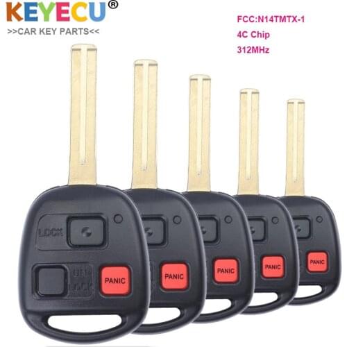 KEYECU 5PCS Remote Control Car Key for Lexus RX300 1999 2000 2001 2002 2003, Fob 3 Button - 312MHz - 4C Chip - FCC ID: N14TMTX-1