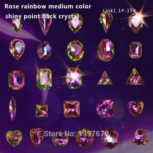 20p/pack Rose ab Crystals Nail Diamond Stone Strass AB Glass Rhinestones For 3D Nails Art Decorations Supplies manicure Jewelry