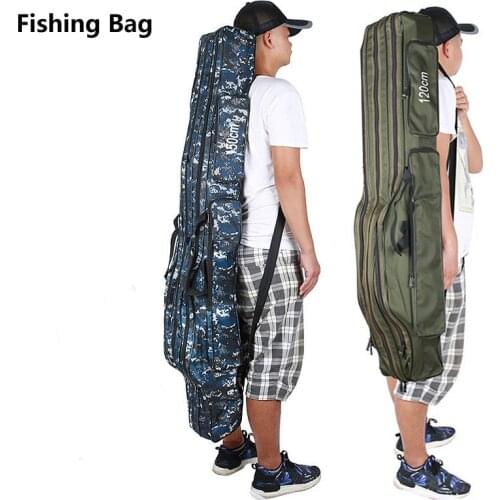 Fishing Bag 110/120/130/150cm Multi-Purpose Thicken Canvas Material Waterproof Durable Case Fishing Rod Bag Fishing Tackle Bag