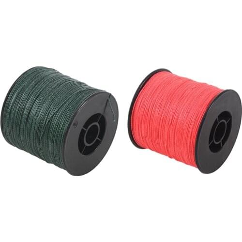 2 Pcs 500M 100LB 0.5mm Super Strong Braided Fishing Line PE 4 Strands Red & Dark Green
