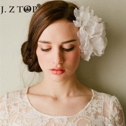 Bridal Hair Accessories wedding party white voile flower headband bride high quality yarn hair jewelry epingle cheveux mariage
