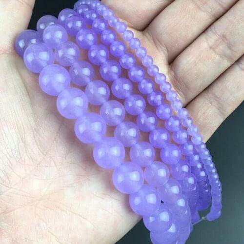 Natural Angelite Stone Light Purple Beads Smooth Round Loose Spacer Beads For Making Jewelry DIY Bracelets 15'Strand 4/6/8/10mm