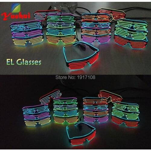 New design 2 colors luminous EL Wire EL Glasses LED Glasses Neon Light By DC-3V Sound Activated EL Driver for Party Decoration