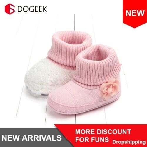 DOGEEK Winter Girl Boots Warm Autumn Baby Princess Boots Children Newborn Warm Flower Boots Toddler Shoes Non-slip Crib Shoes