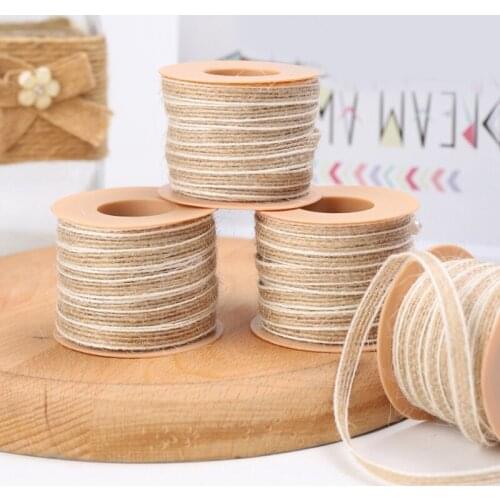 10Meters Natural Burlap Braided Jute Twine Rope Hand-woven Hemp Gift Packing Strings Wedding Event Party Home Decor Supplies