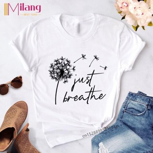Women T-shirts Dandelion Printing Fashion Short Sleeve Tshirts 90s Girls Graphic Tops Ladies Print Lady Shirt Female Tee T-Shirt