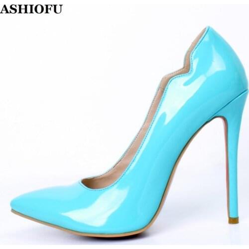 ASHIOFU New Hot Sale Womens High Heel Pumps Patent Leather Office&Career Dress Shoes Slip-on Evening Party Fashion Court Shoes