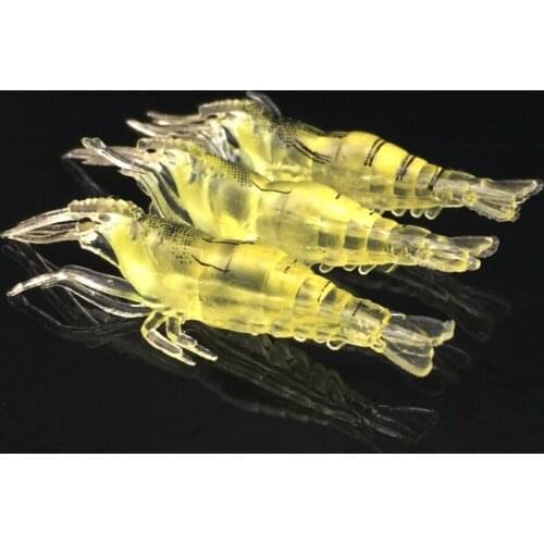 10PCS Fishing Soft Lure Fishing Shrimp Worm Prawn Glow Luminous Wobblers Bass Carp Silicone Sharp Crankbait Artificial Bait