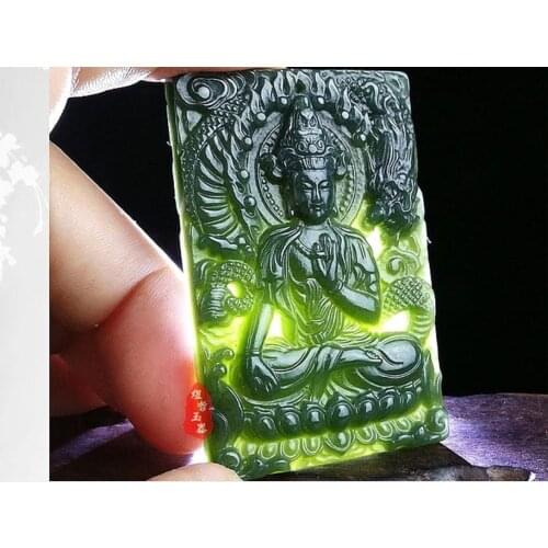 100% natural hetian green jade sapphire pendant guanyin pendant jade necklace brand men women real jade jewelry
