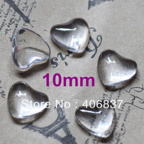 100pcs/Lot, Good Quality 10mm Dome Heart Transparent Clear Magnifying Glass Cabochon