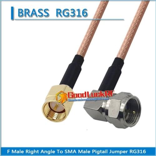 1X Pcs High-quality F Male Right Angle 90 Degree to SMA Male Plug Coaxial Type Pigtail Jumper RG316 Cable Low Loss F to SMA