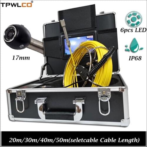 20-50m Cable17mm Pipe Inspection Video Camera Viewing Angle 140degree Drain Pipeline Industrial Endoscope System With 7" Display