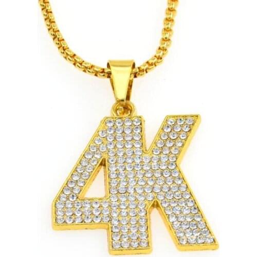 European and American mens jewelry 4K Rhinestone hip hop pendant simple design hiphopman trend jewelry DJ single Necklace