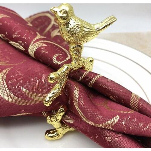 4Pcs Metal Napkin Buckle Golden Napkin Ring Cloth Ring Wedding Event Hotel Set Table Bird Napkin Ring