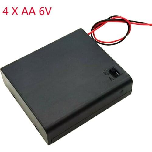 4 X AA 6V Battery Case Holder Plastic AA Storage Box With OFF/ON Switch Wires For RC Parts For Output DC 6V