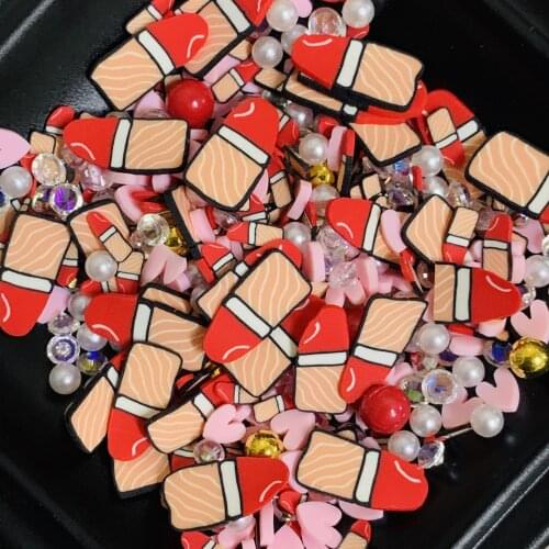 50g Mixed Lipstick Heart Pearl Hot Clay Sprinkles for Crafts Making DIY Polymer Slice Slime Filling Material Nail Art Decoration