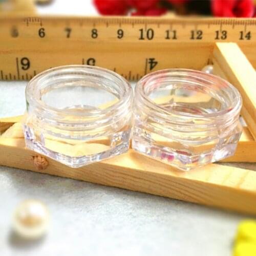 5g Plastic Refillable Hexagon cream/cosmetic empty Bottle jar containers, nail art boxes case storage, travel 100pcs/lot