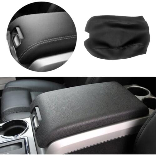 Car Center Armrest Control Box Microfiber Leather Cover Interior Sticker Trim For Ford F150 2009 2010 2011 2012 2013 2014