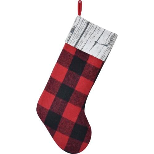 Free Shipping buffalo check Body With printed Cuff Christmas Stocking Christmas tree Decoration